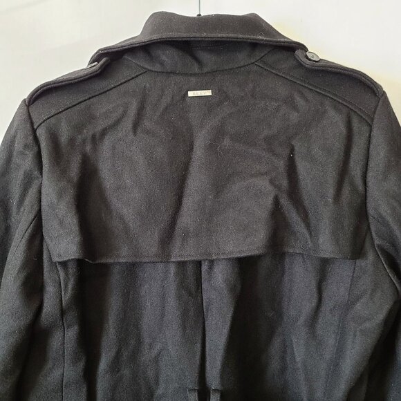 DKNY Double Breasted Trench Coat Wool Blend Size 14 Black Belted Waist NEW - Picture 5 of 15